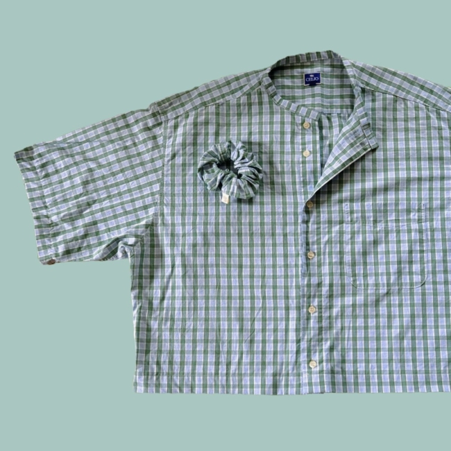 chemise carreaux verts/bleu